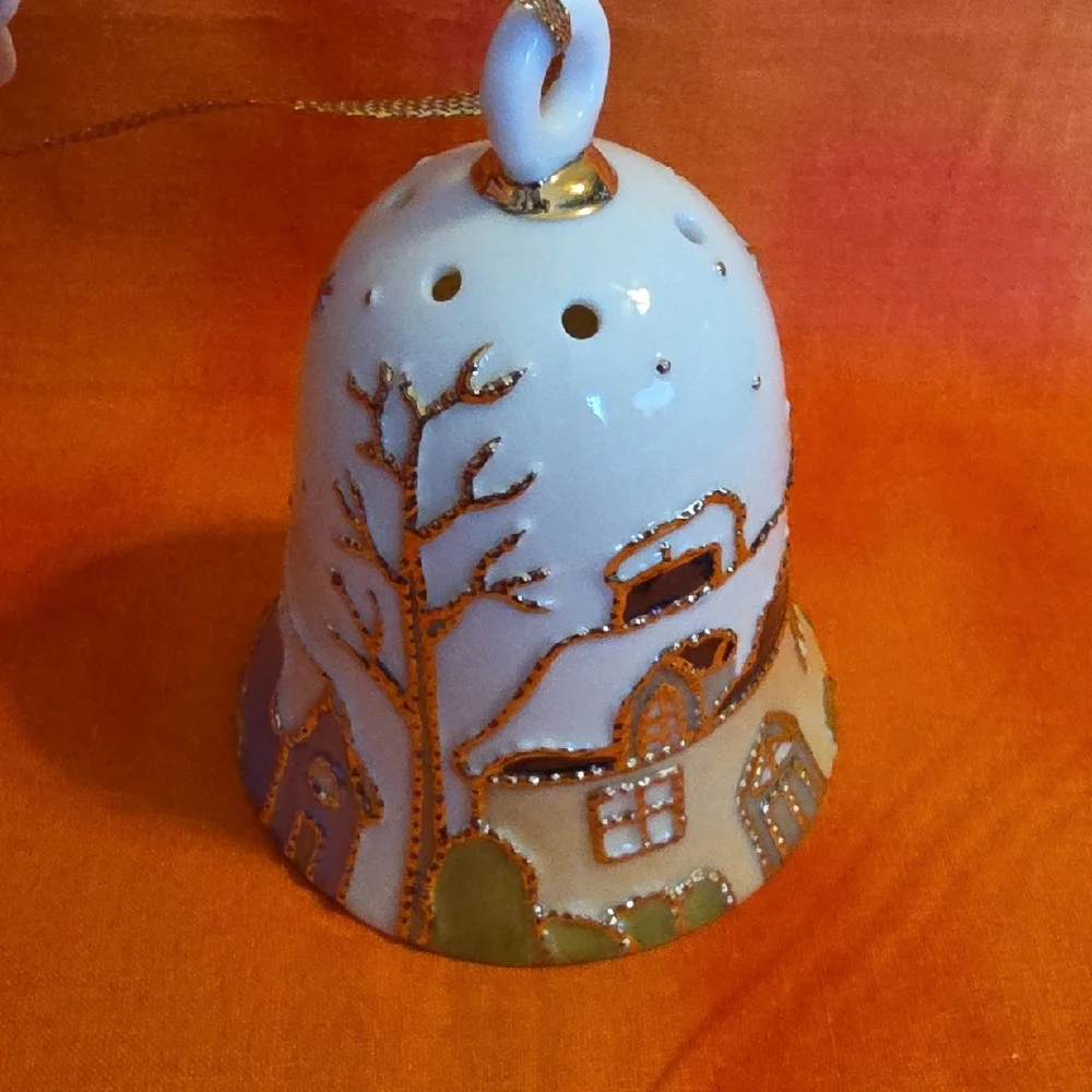 Holiday Ceramic Bell Shaped Scent Ball Ornament